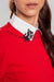Blusa solapa con detalle de gatos bordados en el cuello