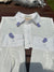 Conjunto de cuello y puño blanco con detalles de mariposas moradas bordadas para un diseño único de la marca de ropa para mujer, Gorah. Un estilo que puedes usar para cuaalquier evente de grado, fiestas o empresariales.