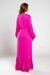Vestido largo con boleros y mangas largas para mujer color fucsia