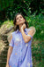 Vestido para mujer silueta semi amplia color azul estampado de naturaleza