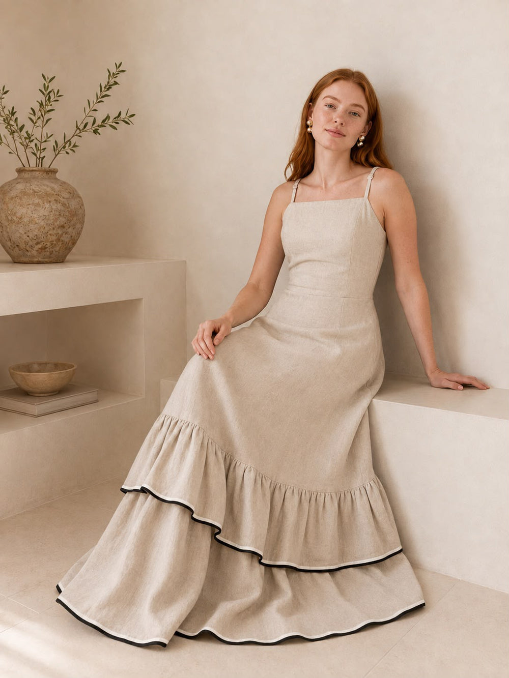 VESTIDO DE LINO BEIGE