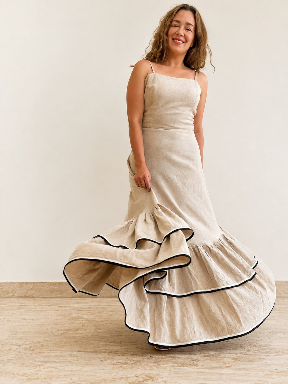 VESTIDO DE LINO BEIGE
